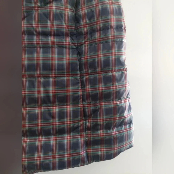 Talbots Quilted Goose Down Puffer vest Navy/red/Green Plaid - Picture 6 of 8